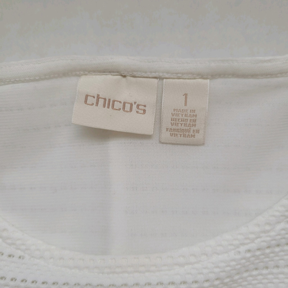 Chico's Women's 1 Medium White Dolman Sleeve Shirt Pullover Lined Casual - Picture 5 of 12